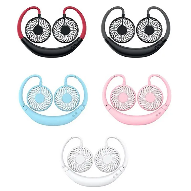 

Портативный USB Перезаряжаемый двойной шейный подвесной вентилятор, мини-воздушный охладитель для улицы 634B
