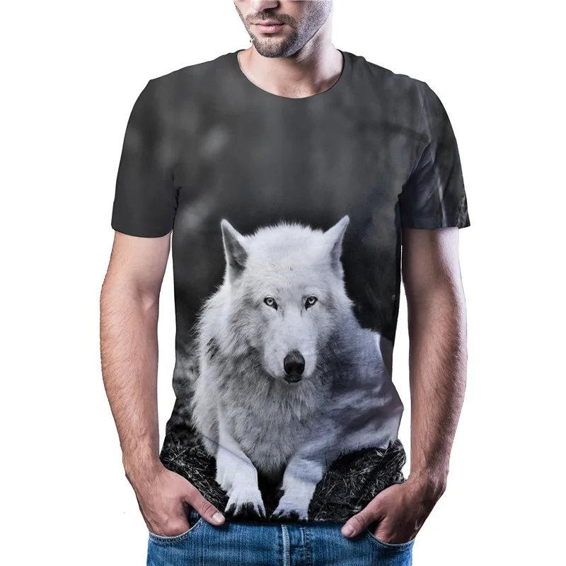 Последняя Горячая Распродажа футболка с головой волка Повседневная Спортивная