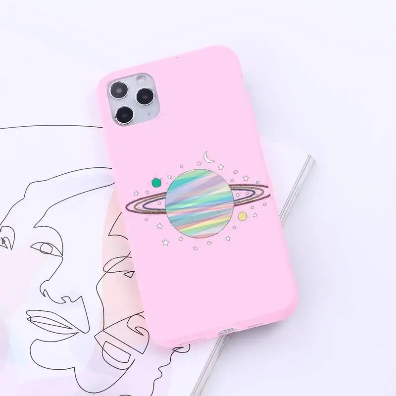 

Astronaut Planet Cute Cartoon Phone Case Candy Color for iPhone 6 7 8 11 12 s mini pro X XS XR MAX Plus Anti-fall custom shell