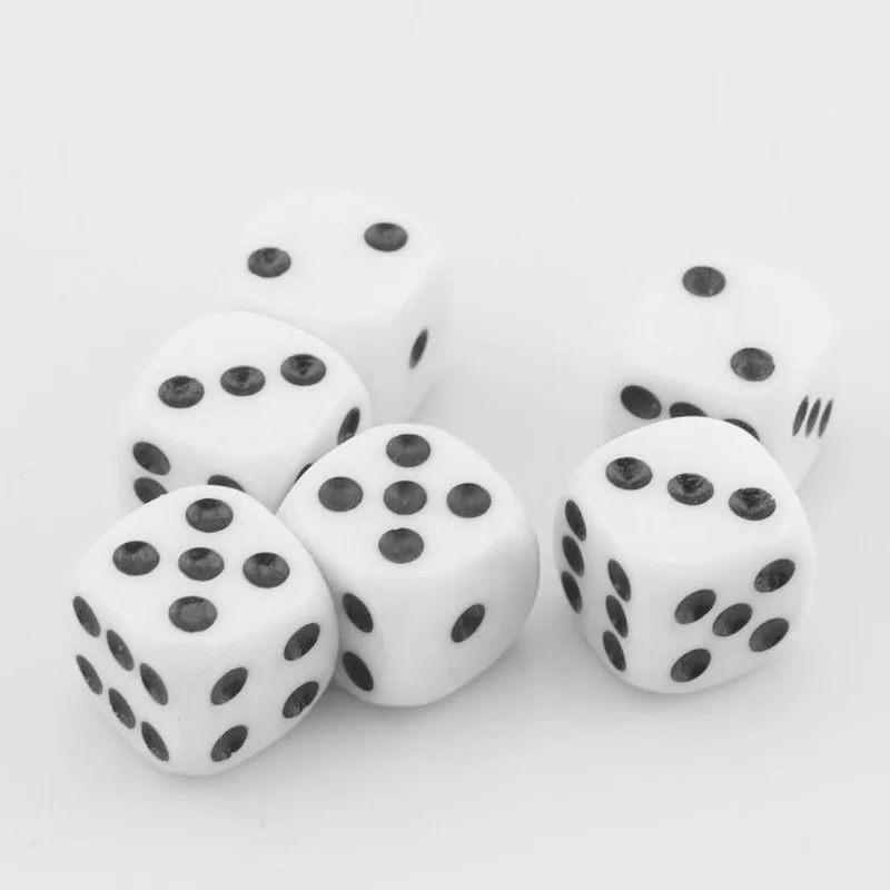 6 шт. 8 мм белые игровые игральные кости Стандартный шестигранный децидер день