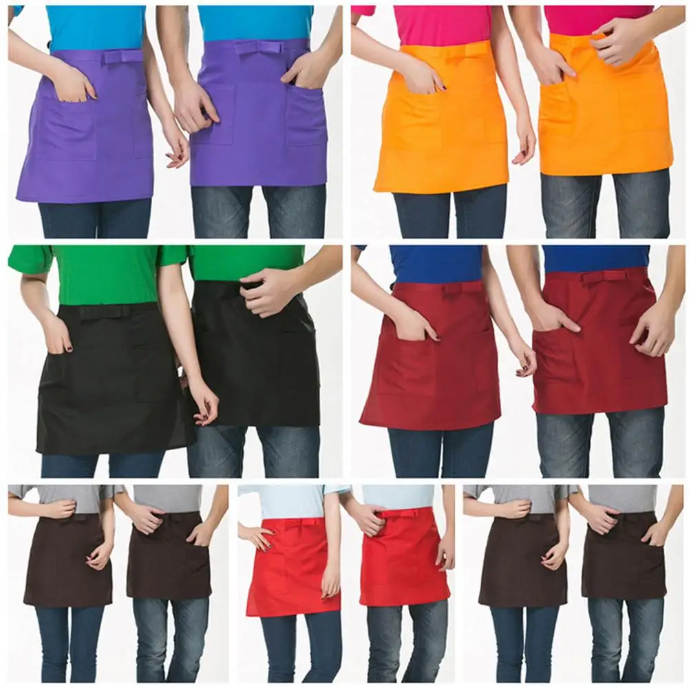 

HOT SALES!!! New Arrival Half-length Short Waist Apron with Pockets Catering Chefs Bar Waiters Uniform Wholesales Dropshipping