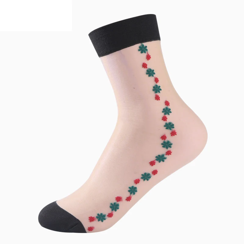 5 pairs/lot New style Quality Spring autumn embroidered socks women short Ultra-thin breathable socks