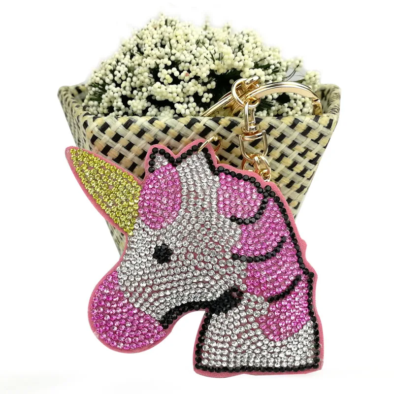 Новинка 2019 креативный большой единорог с полным кристаллом брелок для ключей со