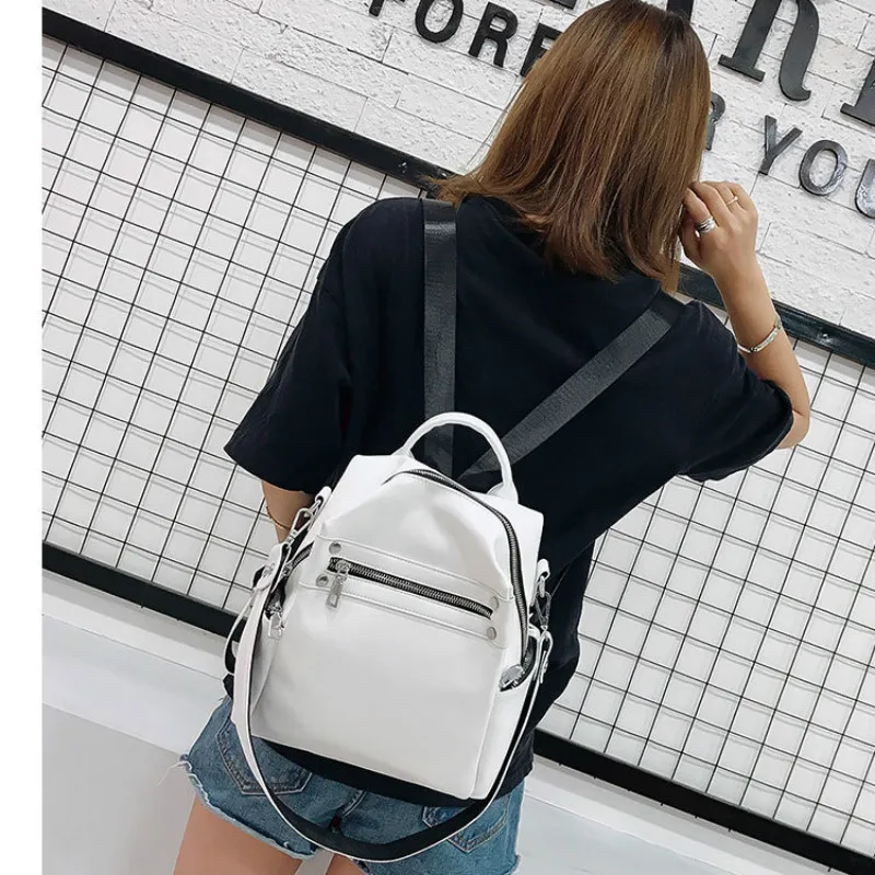 

Fashion Women Soft Leather Small Backpack Designers Brand Multifunction Solid School Bags for Teenage Girls Mochila Feminina Sac