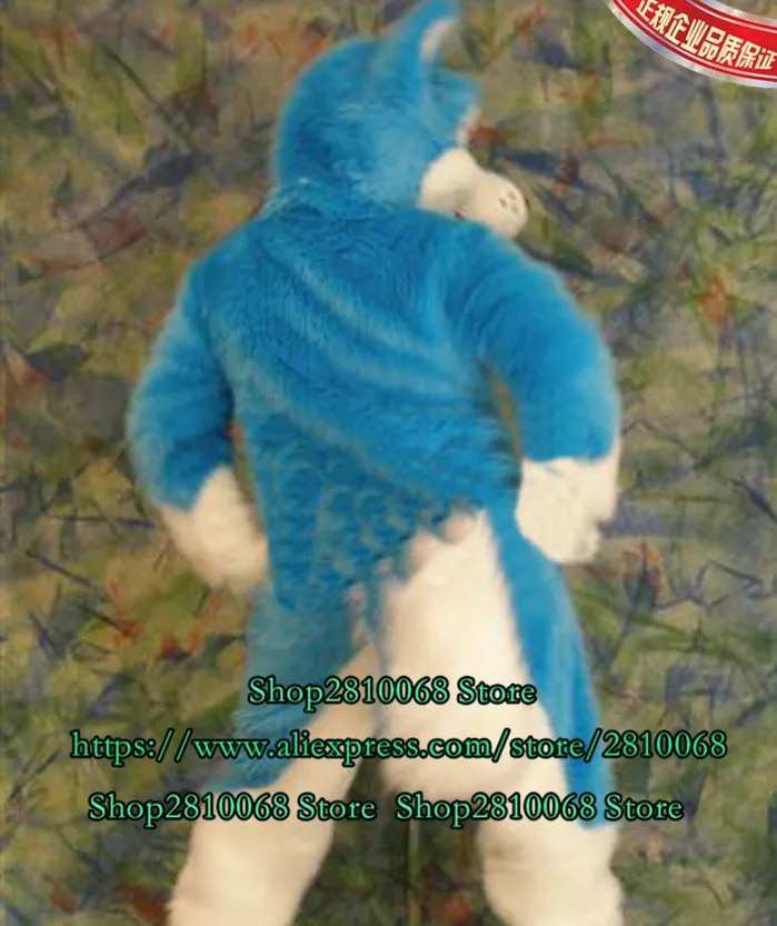 Фабричная розетка костюм талисман с синей длинной шерстью Хаски собакой лисицей