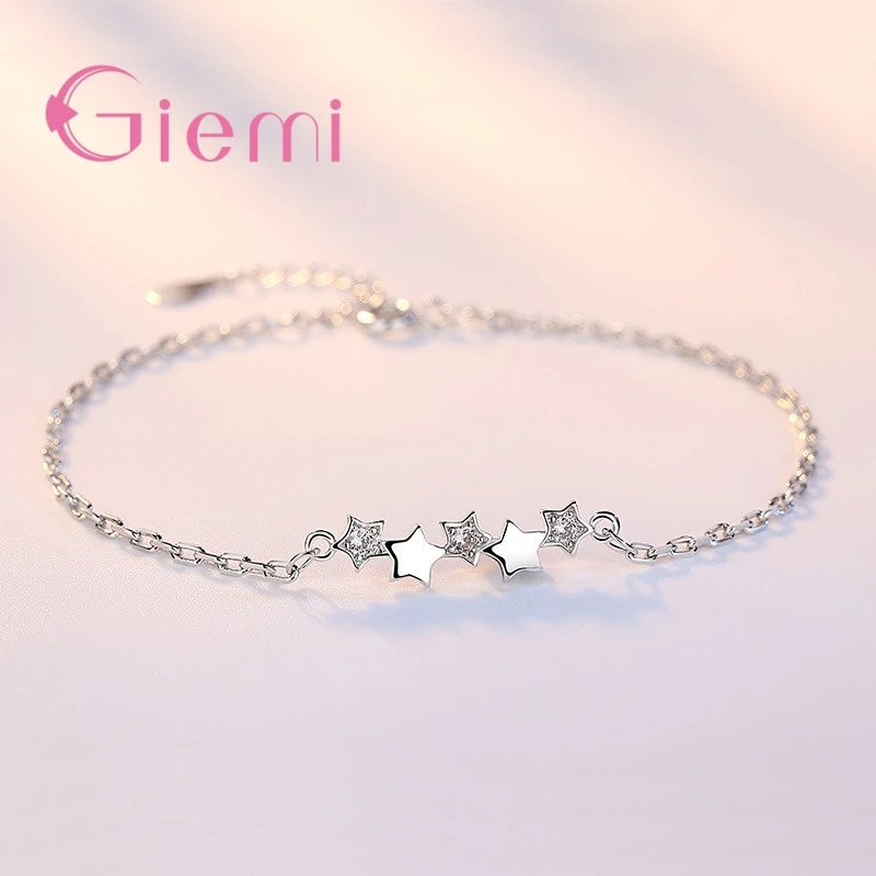 Минималистичный браслет для девочек с 5 звездами высокое качество серебро 925