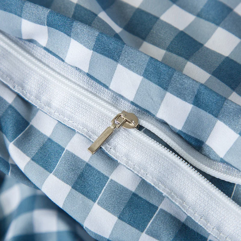 Navy Grid Duvet Cover Aloe Cotton Bedding Blue With White Plaid Geometric Pattern Pillowcase 3/4pcs Queen Size | Дом и сад