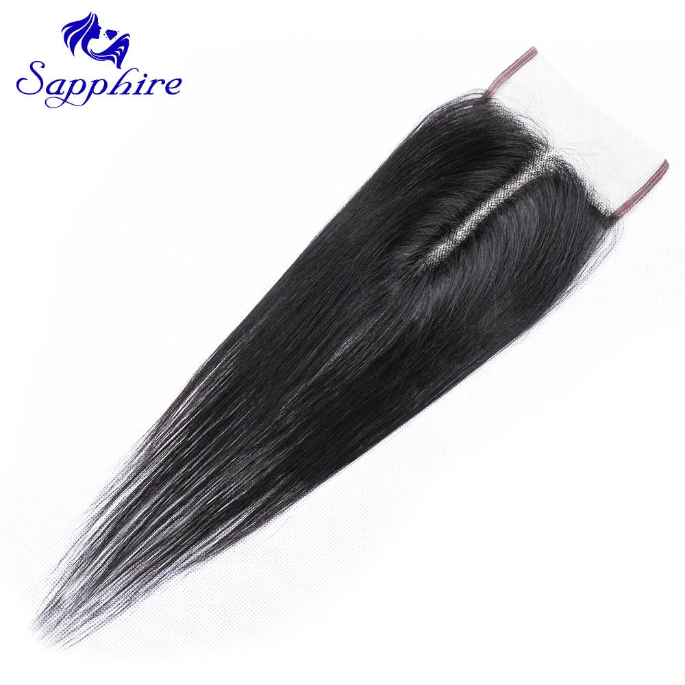Сапфировые бразильские пучки прямых и волнистых волос с 4*4*2 Кружева Закрытие Remy