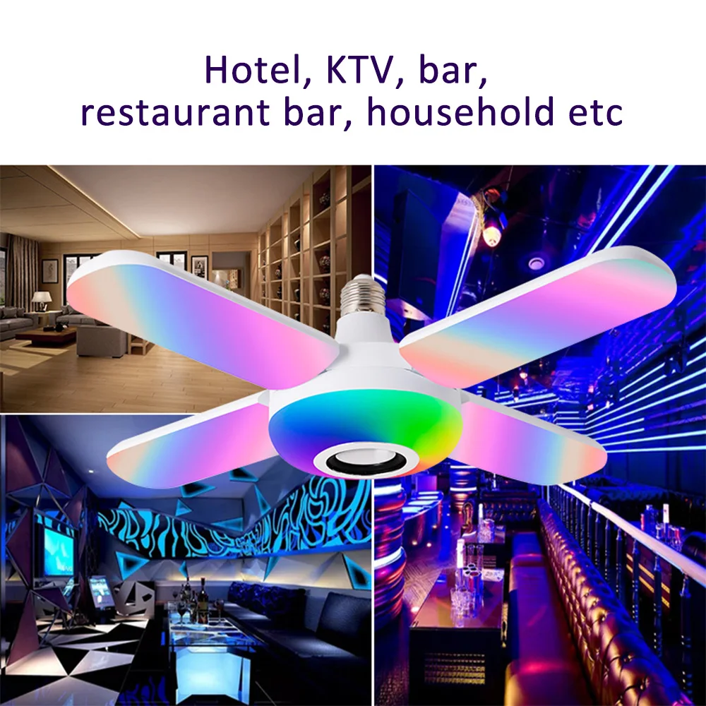 

LED Ceiling Lights RGB Bluetooth Music Ceiling Lamp LED 50W 4Leaves Deformed Bulb Lamp Remote Control Smart Ceiling Lamp