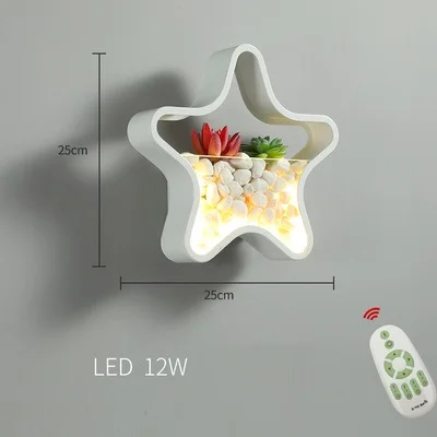 Stepless dimming 12W Современный светодиодный настенный светильник, круглый светодиодный настенный светильник для спальни, гостиной, украшение стены, украшенное растениями и камнями, подарок, арт-деко - Испускаемый цвет: Stepless dimming 12W
