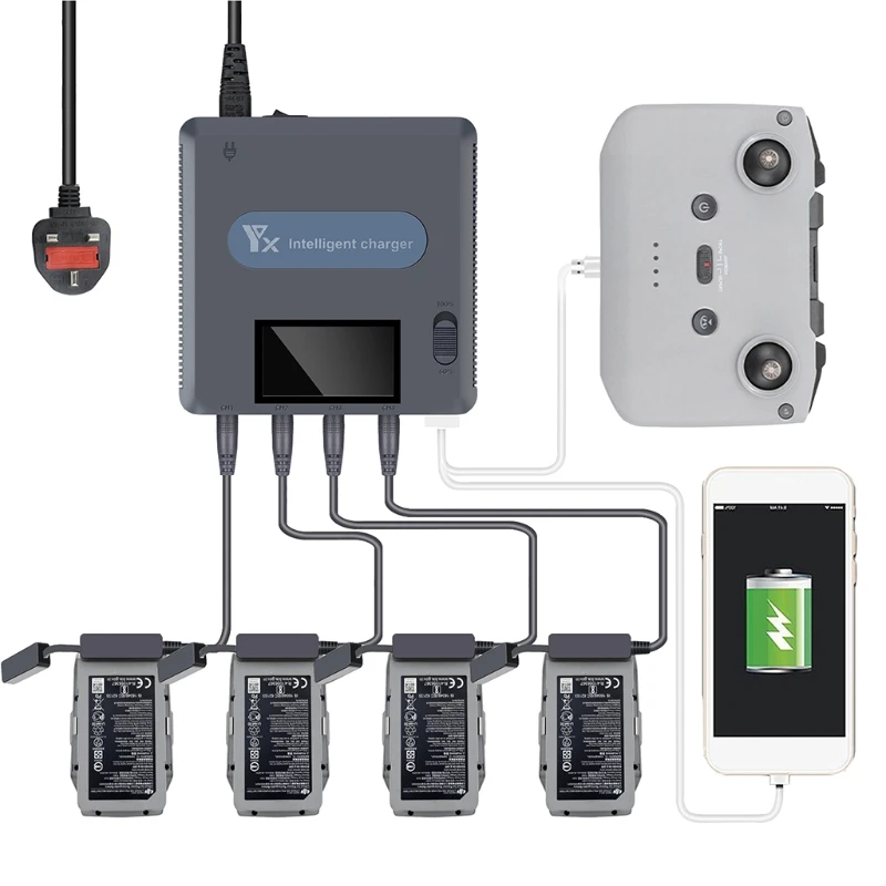 

Battery Charger Fit for Mavic AIR 2/2S Mini Drone and Remote Controller Rapid Multi Parallel Charging Hub Accessories