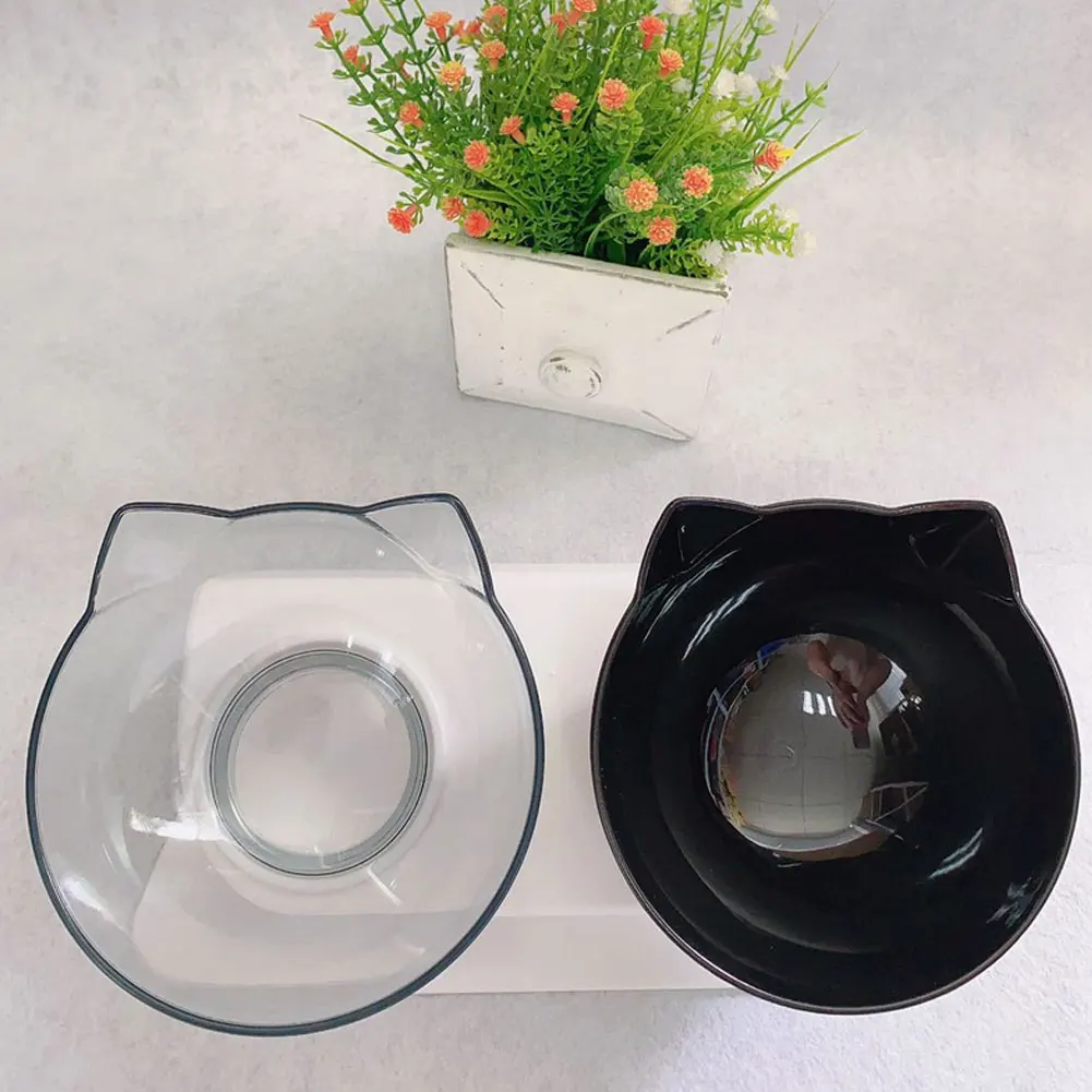

Pet Food Bowl Double Bowl Spilling Prevent Tilted Platform Feeder Transparent Bowls For Cats Dogs Feeders Pet Product Cat Bowl