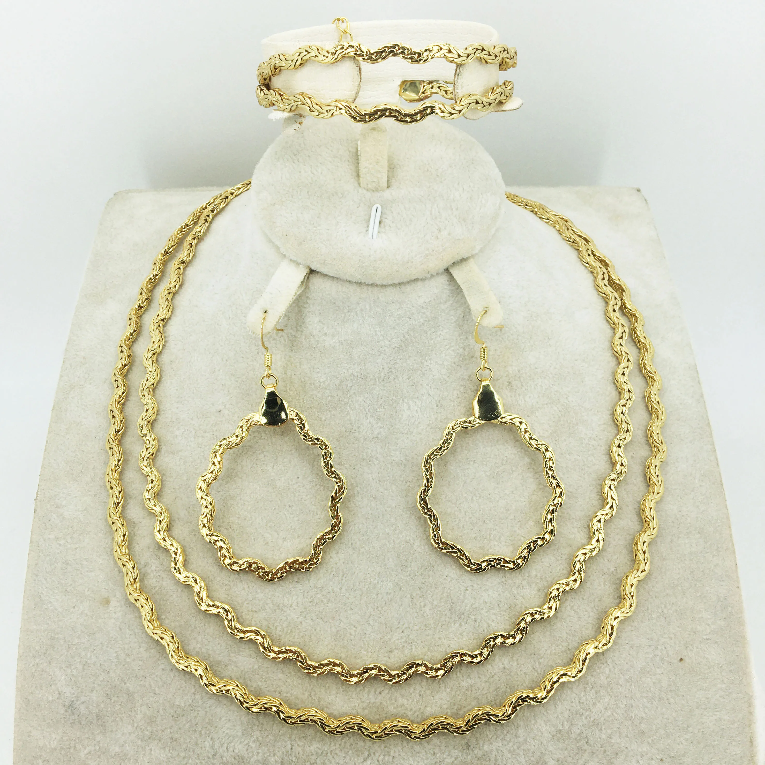 

HOT Fashion jewelry set Nigeria Dubai gold-color African bead jewelry wedding jewelry set african beads jewelry sets