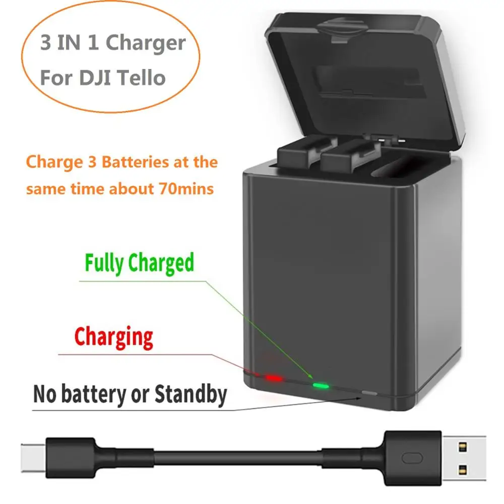 Зарядное устройство 3 в 1 умное зарядное с USB зарядкой для DJI Tello Drone Аккумуляторный