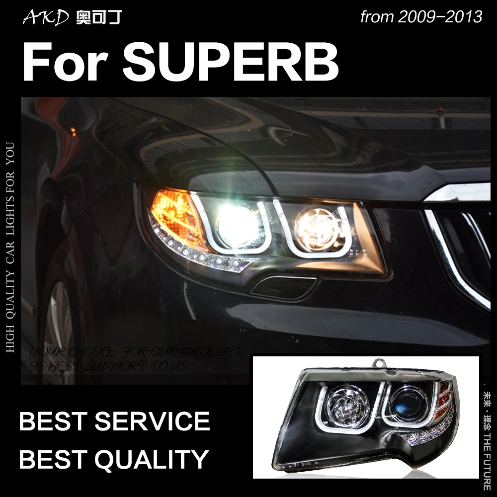 

Фары для стайлинга автомобиля Skoda Superb светодиодный ная фара 2009-2013, фара головного света, лампа DRL, фотообъектив, автомобильные аксессуары
