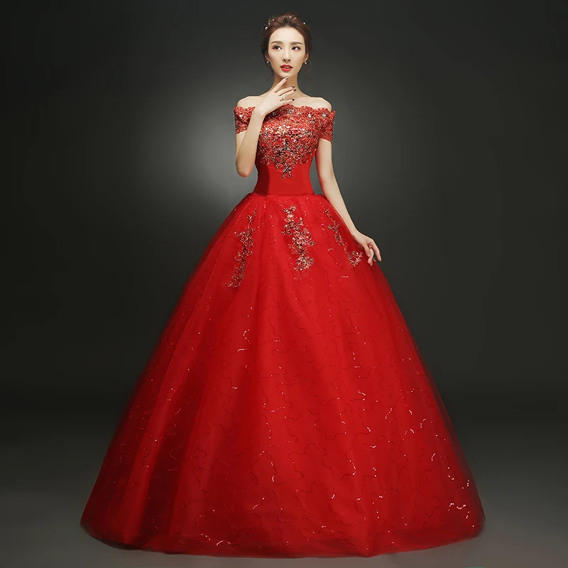 AnXin SH принцесса красный цветок Кружева Бисероплетение Свадебное платье