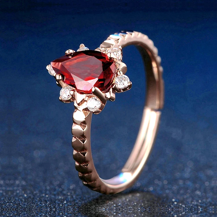 Кольцо с натуральным гранатом женское голубь крови рубиновое кольцо S925 чистое