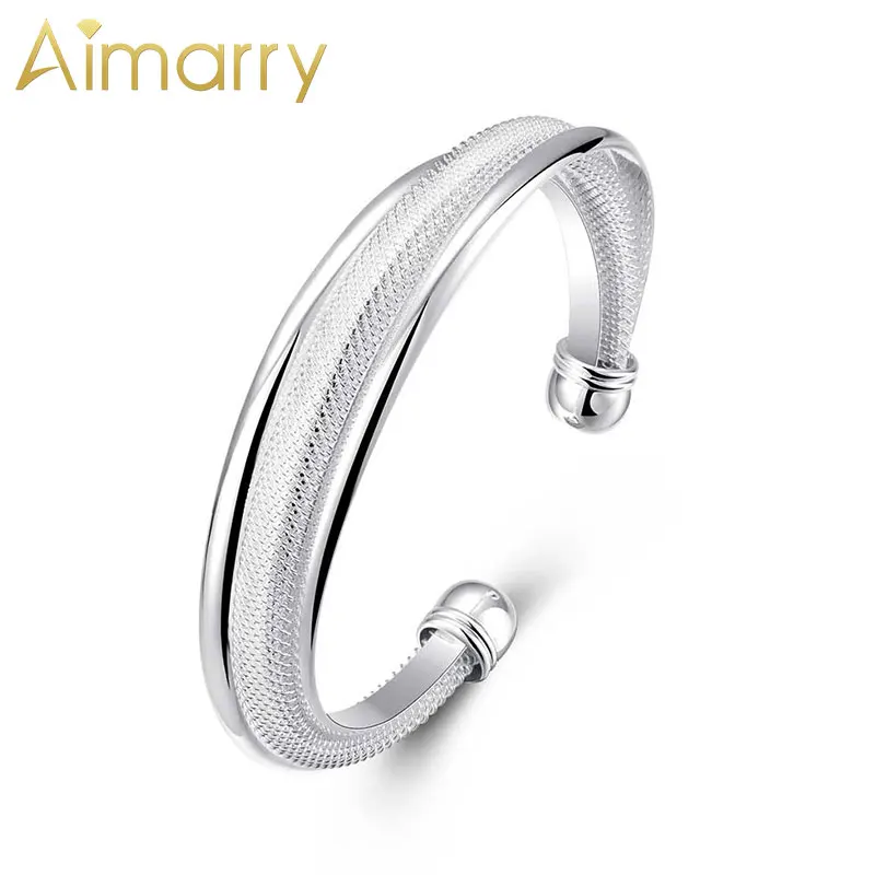 

Aimarry 925 Sterling Silver Fashion Bracelet Classic Open Bangle For Woman Charm Party Wedding Engagement Jewelry