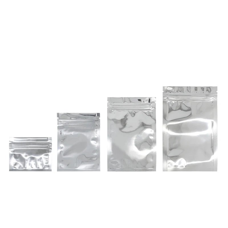 

100 Pcs Silver Antistatic Zip Lock Plastic Bags Keep Aroma,Air Tightness Silvery Metallic Plastic Packaging Pouches
