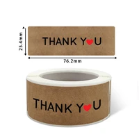 120pcs kraft paper thank you stickers red heart handmade seal label decoration for supporting my small business logo stickers