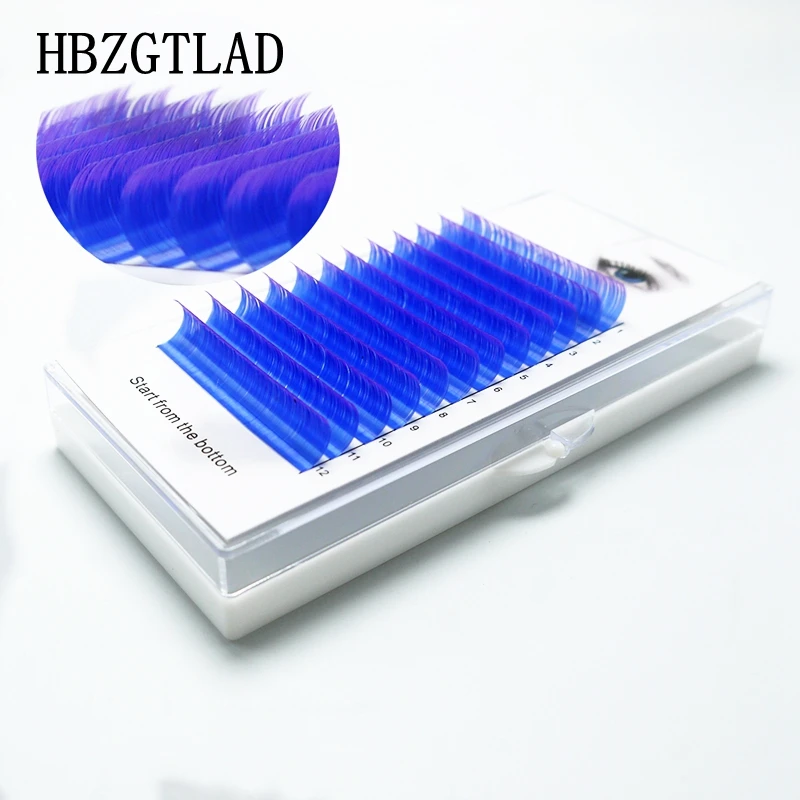 Ресницы HBZGTLAD накладные C/D индивидуальные фиолетовые и синие цветные 0 07-0 1 мм 8-15 |
