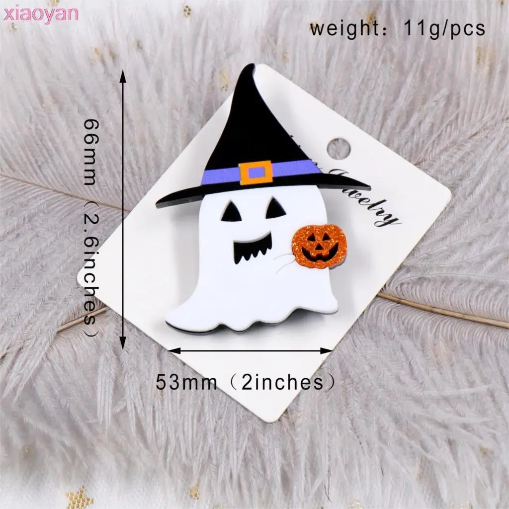 (1 шт.) брошь для Хэллоуина (булавка) призрак шляпа ведьмы Тыква акриловая |