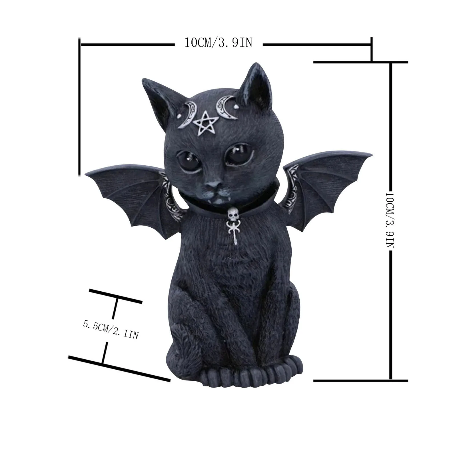 

Resin Handicraft Tabletop Decoration Animal Sculpture Mytserious Cat With Bat-wings Vintage Home Decor Centerpiece Statue
