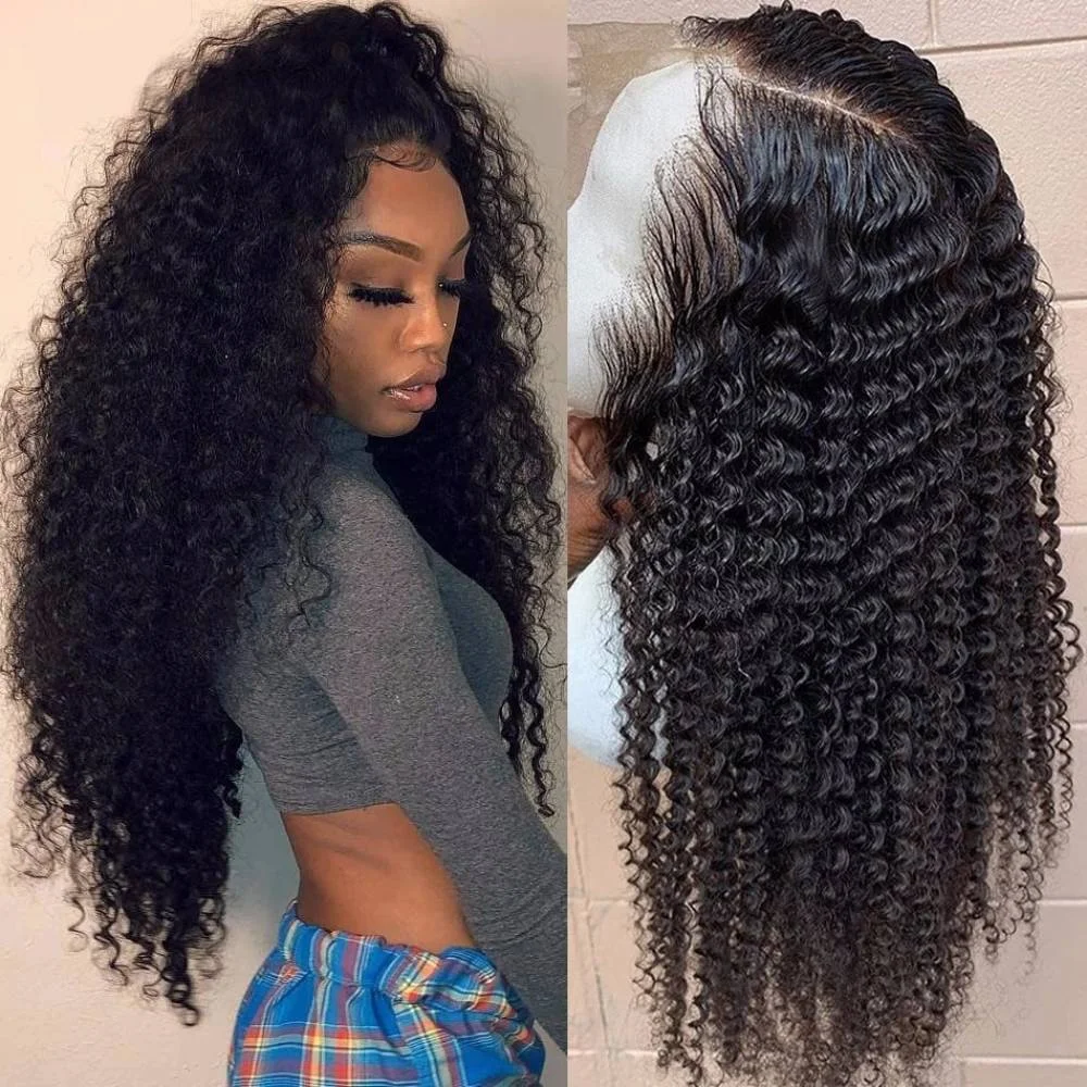 

13x4 Peruvian Curly Lace Front Human Hair Wigs For Black Women Transparent Lace Wigs With Frontal 150%-180% Brazilian Remy Hair