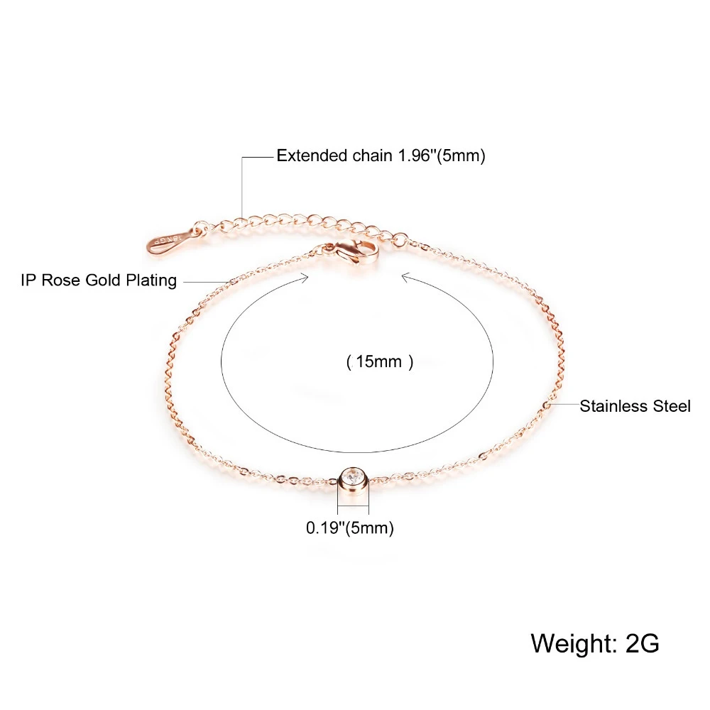 Женские ножные браслеты MNWT из нержавеющей стали с кубическим цирконием