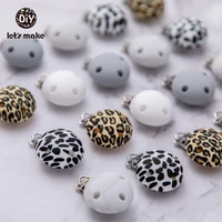 lets make 3pcs baby pacifier clip three holes leopard marble round silicone holder clip infant nipple clasps baby product