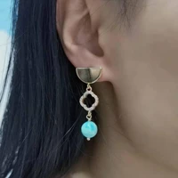 four leaf clover zircon turquoise earrings dangle high quality natural gemstones charms 14k gold filled women unusual earrings