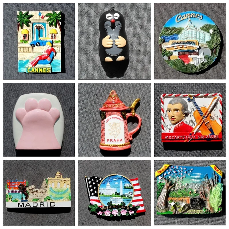 Магнитный сувенир на холодильник 3d из смолы США Египет Германия Бремен Моцарт