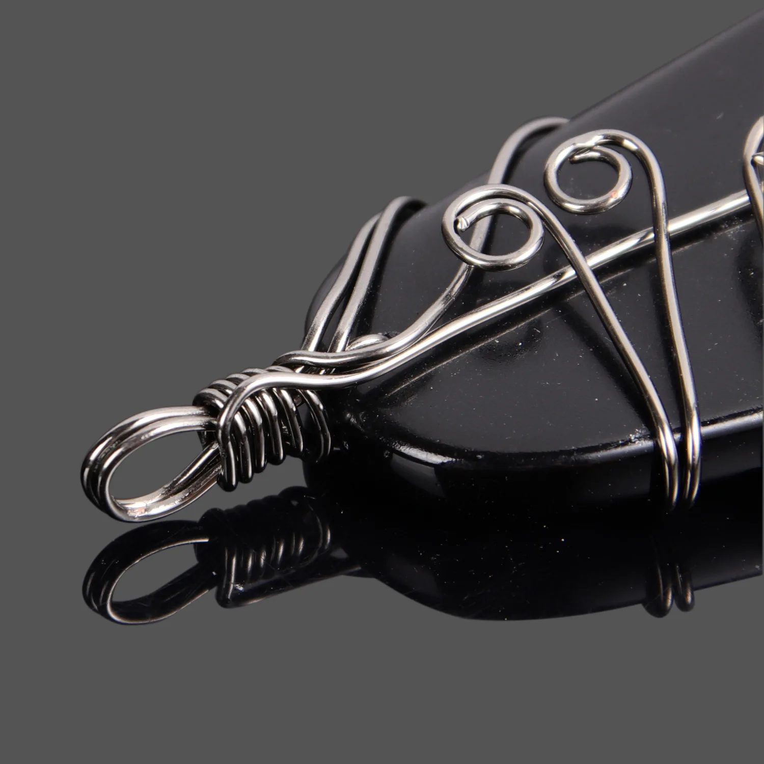 Природные обсидиана злых духов украшенное камнем-талисманом трапециевидной