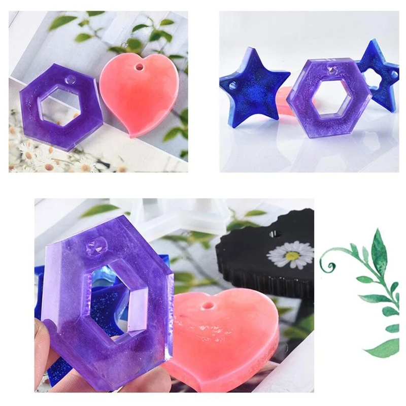 

12Pcs/Set Crystal Epoxy Resin Mold Keychain Geometry Pendant Casting Silicone Mould DIY Crafts Jewelry Decorative Making Tools