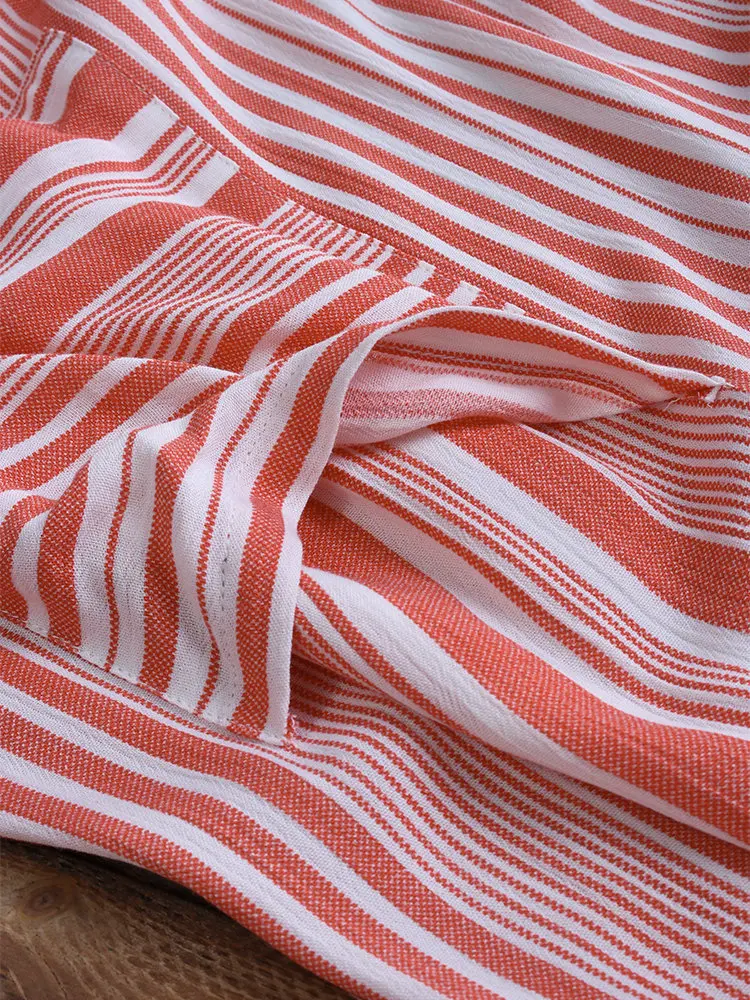 Повседневное Полосатое платье со средним рукавом и закругленным воротником с