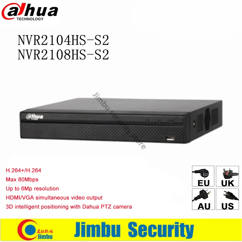 Dahua NVR видеорегистратор NVR2104HS-S2 и NVR2108HS-S2 компактный 1U Lite до 6Mp запись Onvif макс 80 Мбит/с входящая пропускная способность