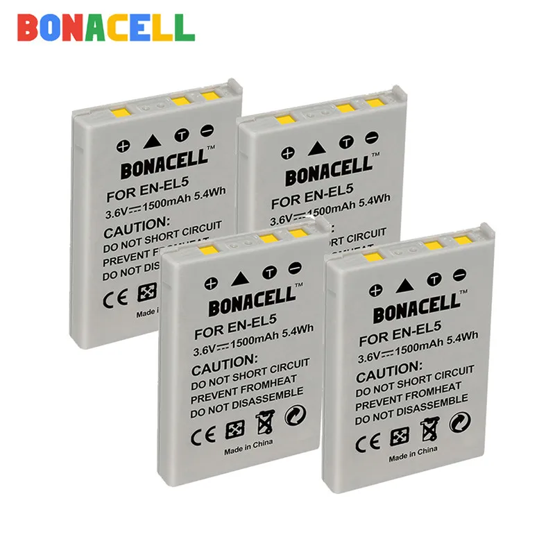 4 pack Bonacell 1500 мА/ч, EN-EL5 RU EL5 цифровой Камера Батарея для Nikon Coolpix P4 P80 P90 P100 P500 P510 P520 P530 P5000 P5100 5200 - Цвет: 4 pack