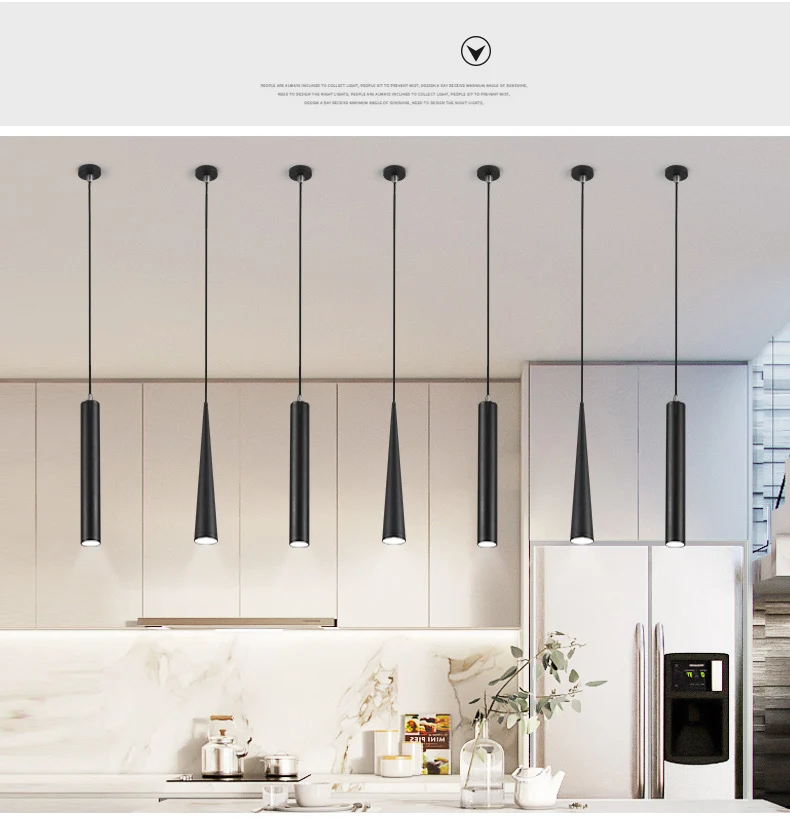 

Nordic Led Chandelier Long Downlight Kitchen Restaurant Bar Cone Decorative Pendant Lamp Bedside
