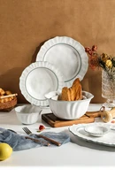 white crockery dinnerware lacework craft ceramic banquet utensils soup bowl deep dinner plate shallow steak dish oval fish dish