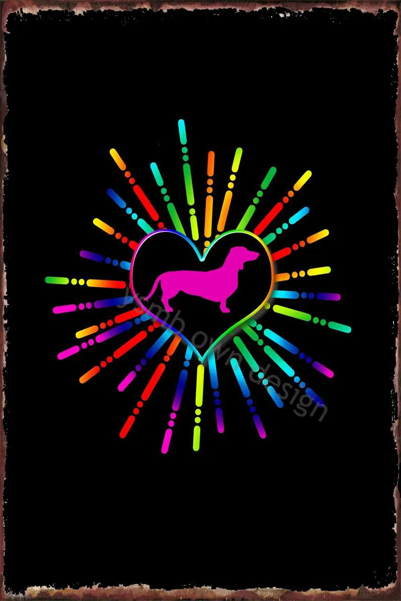 

Настенный декор радужной расцветки такса, Ретро винтажный металлический знак, жестяные таблички для художественного клуба, мужской пещеры,...