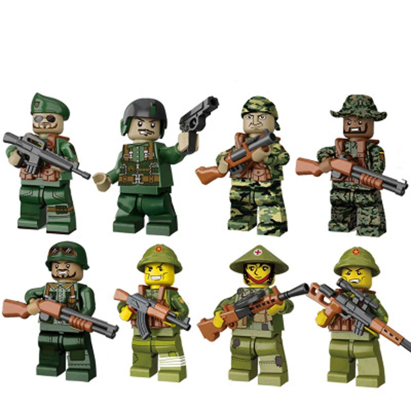 12 шт. военные куклы солдаты фигурки Минифигурки детские развивающие игрушки