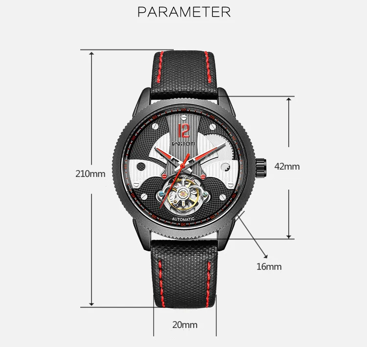 Мужские наручные часы Tourbillon модные роскошные механические автоматические