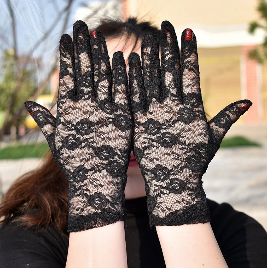 

Women Vintage Party Sexy Dress Gloves Women Lady Lace Mittens Accessories Sunscreen Summer Full Finger Girls Lace Fashion Gloves