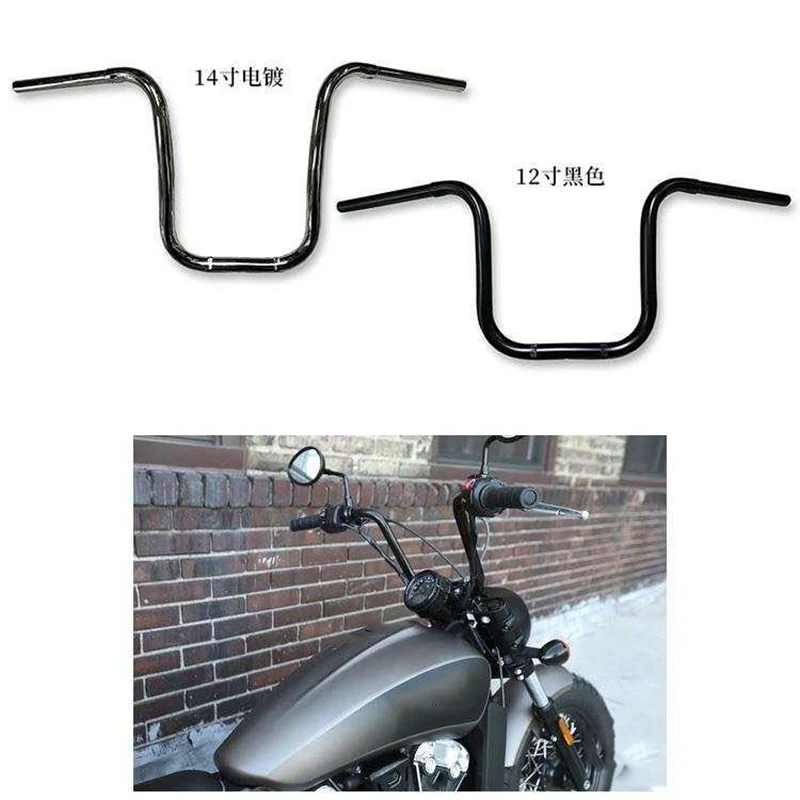 

1 inch Motorcycle Handlebar 10"/12"/14" Rise Handle Bar For Indian Scouts Hussar Bobber Custom Motorcycle Steering Wheel