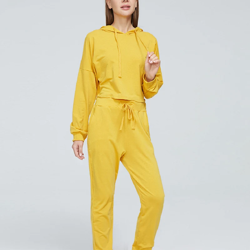 

Casual Solid Two Pieces Set Women Sports Loose Hoodies for Women Sweatshirts Pullover Sweatpants Set Sportswear Female Suit