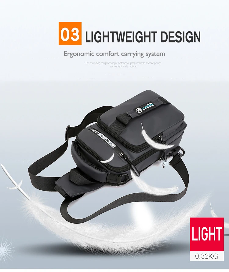 OZUKO New Multifunction Crossbody Bag for Men Chest Pack Sling&Double Shoulder Bag Male Waterproof Short Trip Messenger Bag