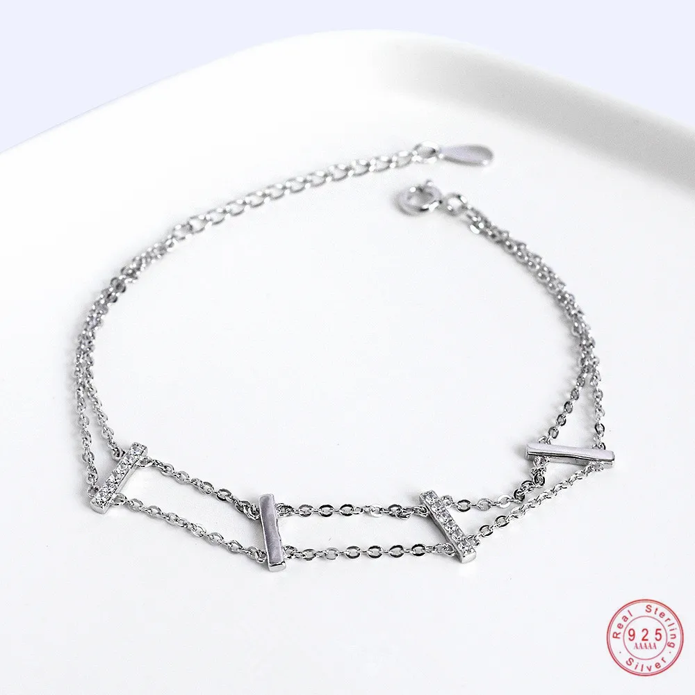 Женский двухслойный браслет из стерлингового серебра 925 пробы в богемном стиле с