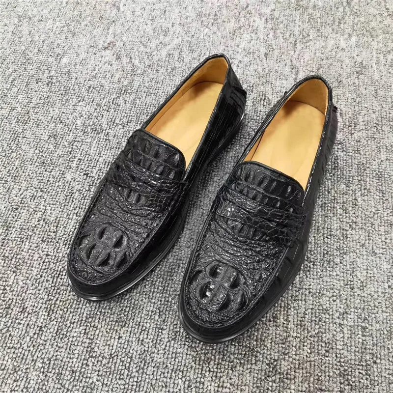 

Authentic Exotic Crocodile Skin Antiskid Sole Businessmen Loafers Shoes Genuine Real Alligator Leather Male Slip-on Dress Shoes