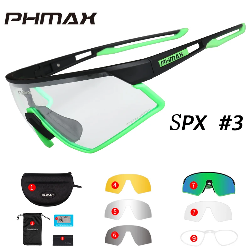 P-YJ-SPX03-5P PHMAX фотохромные велосипедные очки, велосипедные UV400 спортивные солнцезащитные очки, антибликовые легкие профессиональные велосипедные очки, очки для близорукости - Цвет: P-YJ-SPX03-5P