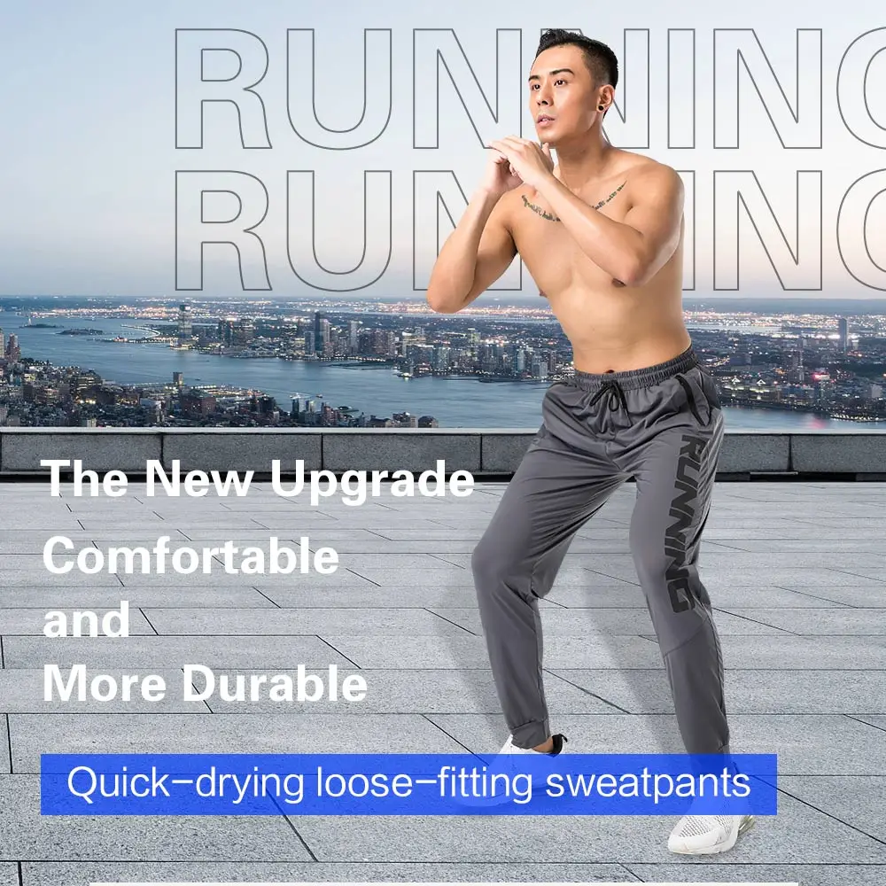 Comfortable Quick Drying Ice Silk Male Pants Running Football Elasticity Sweatpants Gym Jogging Pants for Men Casual Trousers